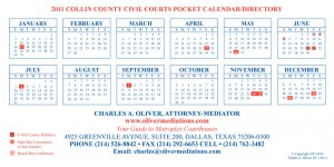 Collin County Court Calendar 2011