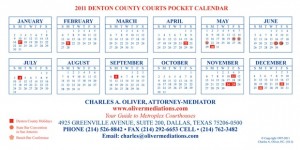 2011 Denton County Courts Calendar