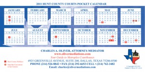 Hunt County Court Pocket Calendar