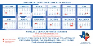 2011 Parker County Court Pocket Calendar